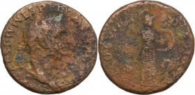 Domitian (81-96). Æ As (26mm, 10.90g). Rome - R/ Minerva. Fair - Fine
