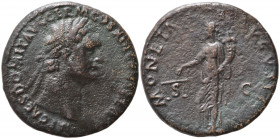 Domitian (81-96). Æ As (27mm, 10.13g). Rome - R/ Moneta. Good Fine