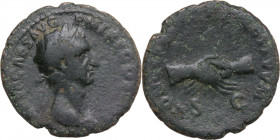 Nerva (96-98). Æ As (27mm, 8.90g). Rome - R/ Clasped hands. Good Fine
