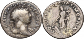 Trajan (98-117). AR Denarius (19mm, 3.10g). Rome - R/ Fortuna. Fine