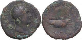 Hadrian (117-138). Æ As (27mm, 11.00g). Rome - R/ Galley. Fine