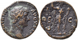 Hadrian (117-138). Æ As (25mm, 8.48g). Rome - R/ Roma standing. Good Fine