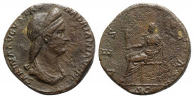 Sabina (Augusta, 128-136/7). Æ Sestertius (31mm, 22.09g, 6h). Rome - R/ Vesta. Good Fine - near VF