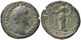 Antoninus Pius (138-161). Æ As (27mm, 10.77g). Rome - R/ Fortuna. Good Fine
