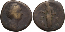 Diva Faustina Senior (died 140/1). Æ Sestertius (29mm, 24.20g). Rome - R/ Pietas. Fair