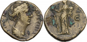 Diva Faustina Senior (died 140/1). Æ As (24mm, 12.10g). Rome - R/ Vesta. Good Fine