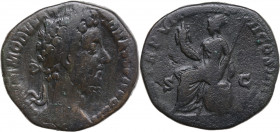 Commodus (177-192). Æ Sestertius (30mm, 23.80g). Rome - R/ Italia seated. Good Fine