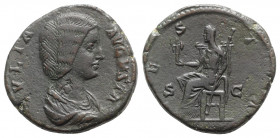 Julia Domna (Augusta, 193-217). Æ Sestertius (30mm, 20.86g, 6h). Rome - R/ Vesta. Near VF