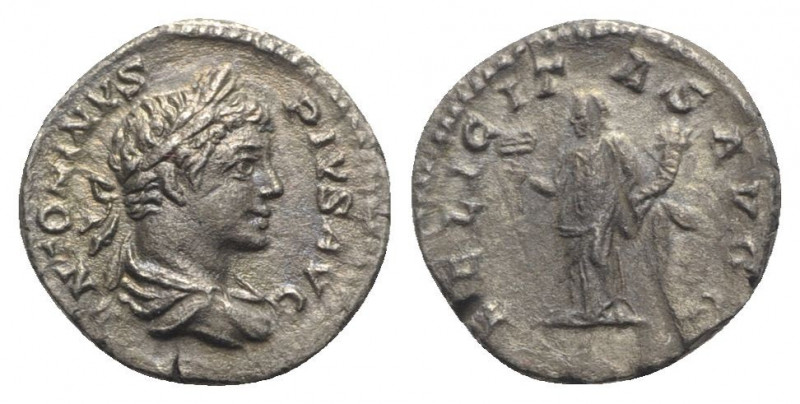 Caracalla (198-217). AR Denarius (18mm, 2.56g, 6h). Rome - R/ Felicitas. Scratch...