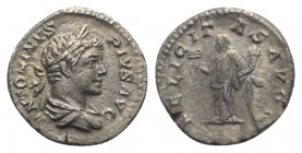 Caracalla (198-217). AR Denarius (18mm, 2.56g, 6h). Rome - R/ Felicitas. Scratches, near VF