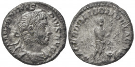 Elagabalus (218-222). AR Denarius (17mm, 3.09g). Rome - R/ Emperor sacrificing. Good Fine