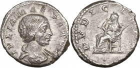 Julia Maesa (Augusta, 218-224/5). AR Denarius (18.5mm, 3.40g). Rome - R/ Pudicitia. Near VF