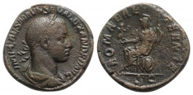 Severus Alexander (222-235). Æ Sestertius (31mm, 22.52g, 1h). Rome - R/ Roma seated. Near VF