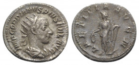 Gordian III (238-244). AR Antoninianus (22.5mm, 4.55g, 6h). Rome - R/ Latitia. VF