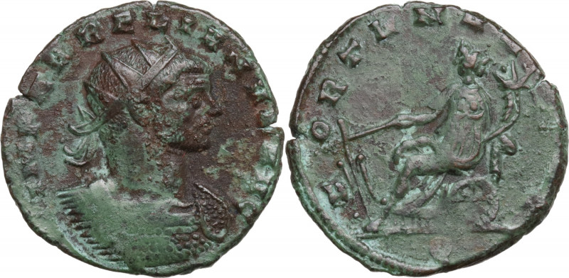 Aurelian (270-275). Radiate (21mm, 3.50g). Mediolanum - R/ Fortuna. Good Fine