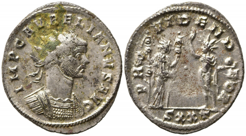 Aurelian (270-275). Radiate (22mm, 3.13g). Ticinum - R/ Fides with Sol. Near VF