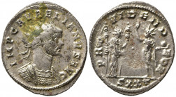 Aurelian (270-275). Radiate (22mm, 3.13g). Ticinum - R/ Fides with Sol. Near VF