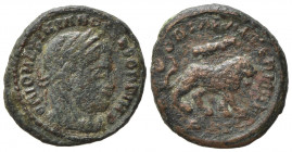 Divus Maximianus (died AD 310). Æ Quarter Follis (17mm, 2.32g). Rome - R/ Lion. Good Fine