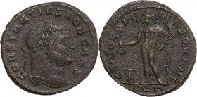 Constantius I (Caesar, 293-305). Æ Follis (27.5mm, 10.80g). Aquileia - R/ Genius. Good Fine