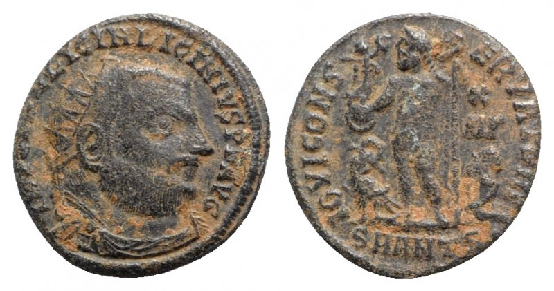 Licinius I (308-324). Æ Follis (18mm, 2.66g, 11h). Antioch - R/ Jupiter. Good Fi...