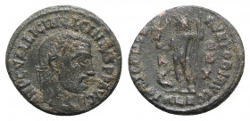 Licinius I (308-324). Æ Follis (20mm, 3.13g, 6h). Alexandria - R/ Jupiter. Good Fine