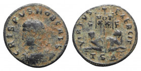 Crispus (Caesar, 316-326). Æ Follis (19mm, 2.55g, 5h). Thessalonica - R/ Standard with captives. Good Fine