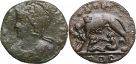 Commemorative series, c. 330-354. Æ (17mm, 1.80g). Rome - R/ She-wolf. Good Fine