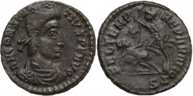 Constantius II (337-361). Æ (17.5mm, 2.20g). Siscia - R/ Soldier spearing enemy. Good Fine - near VF