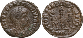 Constantius II (337-361). Æ (16mm, 1.50g). Cyzicus - R/ Soldiers. Good Fine