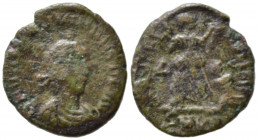 Valentinian II (375-392). Æ (13mm, 1.12g). Nicomedia(?) - R/ Victory with captive. Good Fine