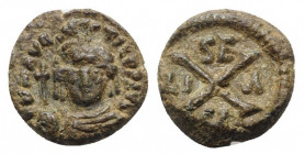 Maurice Tiberius (582-602). Æ 10 Nummi (14mm, 2.69g, 6h). Syracuse. VF