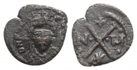 Phocas (602-610). Æ 10 Nummi (18mm, 2.70g, 3h). Carthage. Dark patina, near VF