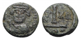 Heraclius (610-641). Æ 10 Nummi (12mm, 2.44g, 6h). Catania, year 13. Good Fine - near VF