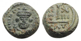 Heraclius (610-641). Æ 10 Nummi (13mm, 3.73g, 6h). Catania, year 13. VF