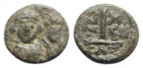 Heraclius (610-641). Æ 10 Nummi (14mm, 2.22g, 6h). Catania, year 19. Good Fine