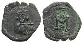 Justinian II (First reign, 685-695). Æ 40 Nummi (29mm, 4.74g, 6h). Syracuse. VF