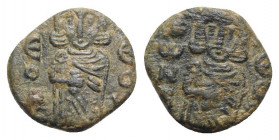 Constantine V with Leo IV (741-775). Æ 40 Nummi (16mm, 2.54g, 6h). Syracuse. VF