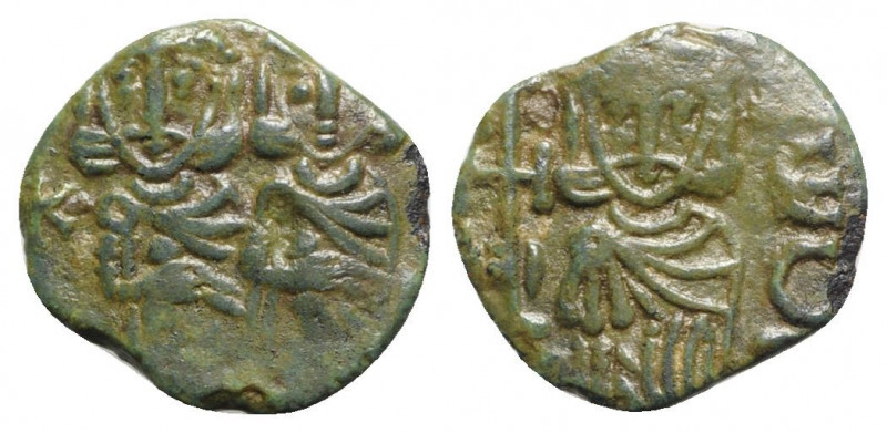 Constantine V with Leo IV (741-775). Æ 40 Nummi (19mm, 2.52g, 6h). Syracuse. Nea...