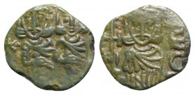 Constantine V with Leo IV (741-775). Æ 40 Nummi (19mm, 2.52g, 6h). Syracuse. Near VF