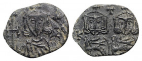 Constantine V with Leo IV (741-775). Æ 40 Nummi (19.5mm, 1.80g, 6h). Syracuse. VF