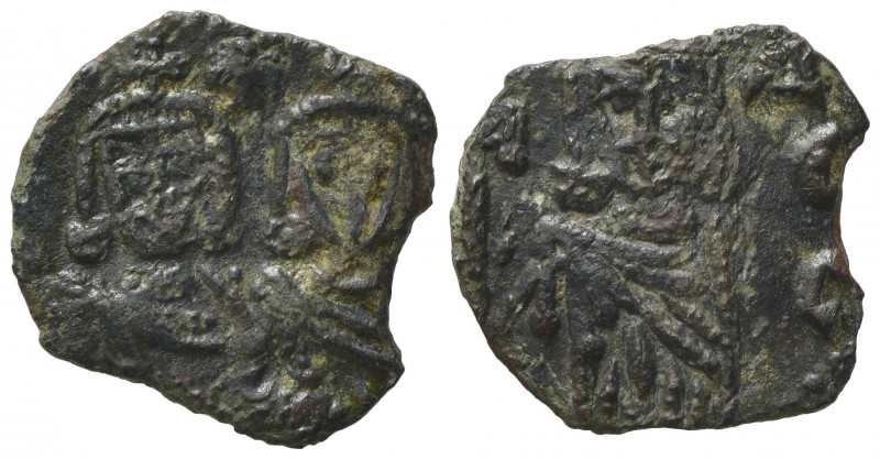 Constantine V with Leo IV (741-775). Æ 40 Nummi (16mm, 1.84g). Syracuse. Good Fi...