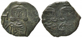 Constantine V with Leo IV (741-775). Æ 40 Nummi (18mm, 2.52g). Syracuse. Good Fine