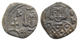 Leo V and Constantine (813-820). Æ 40 Nummi (17mm, 2.32g, 6h). Syracuse. VF