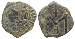 Michael II and Theophilus (820-829). Æ 40 Nummi (24mm, 2.60g, 6h). Syracuse. Near VF