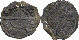 Italy, Brindisi. Federico II (1197-1250). BI Denaro (17mm, 0.70g). Pierced, otherwise VF
