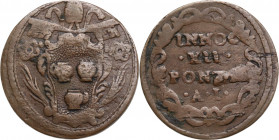 Italy, Gubbio. Innocenzo XII (1691-1700). Æ Quattrino (20.5mm, 3.50g). Near VF