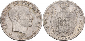 Italy, Milano. Napoleone I (1806-1814). 1 Lira 1809 (23mm, 4.90g). Good Fine