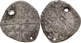Italy, Papal States. Avignone. Innocenzo VIII (1484-1492). AR Carlino (20mm, 1.50g). Holed, Good Fine