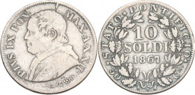 Italy, Papal States. Rome, Pio IX (1846-1878). 10 Soldi 1867 (18mm, 2.40g). Good Fine - near VF