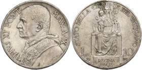 Italy, Papal, Vatican City. Pio XI (1922-1939). 10 Lire 1930 (26.5mm, 10.10g). Near VF